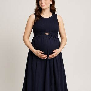 Maternity Dress XS MED LG w keyhole, blue maternity Sleeveless maxi dress NWT